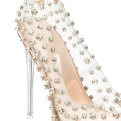 AZALEA WANG LET'S GO GIRLS BLING STILETTO PUMP IN NUDE -AZALEA WANG Shop azalea wang lets go girls bling stiletto pump in nude nude 5 5