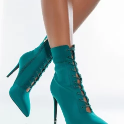 AZALEA WANG LIGHT ME UP STILETTO BOOTIE IN GREEN -AZALEA WANG Shop azalea wang light me up stiletto bootie in green green 1 1