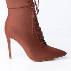 AZALEA WANG LIGHT ME UP STILETTO BOOTIE IN RUST -AZALEA WANG Shop azalea wang light me up stiletto bootie in rust rust 3 3