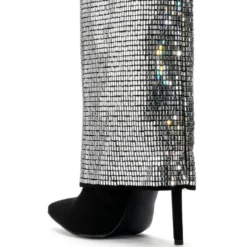 AZALEA WANG LIKE A MILLION BUCKS EMBELLISHED BOOTIE IN SILVER -AZALEA WANG Shop azalea wang like a million bucks embellished bootie in silver silver 4 4