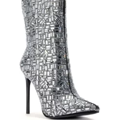 AZALEA WANG LIVELY RHINESTONE BOOTIE IN SILVER -AZALEA WANG Shop azalea wang lively rhinestone bootie in silver silver 3 3
