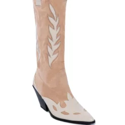AZALEA WANG LOVE AND LIGHT MID CALF CHUNKY WESTERN BOOT IN NUDE -AZALEA WANG Shop azalea wang love and light mid calf chunky western boot in nude nude 3 3 c1