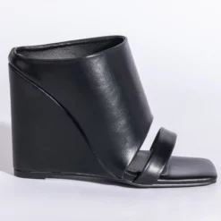 AZALEA WANG LOVE ME TENDER SQUARE TOE WEDGE SANDAL IN BLACK -AZALEA WANG Shop azalea wang love me tender square toe wedge sandal in black black 3 3