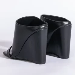 AZALEA WANG LOVE ME TENDER SQUARE TOE WEDGE SANDAL IN BLACK -AZALEA WANG Shop azalea wang love me tender square toe wedge sandal in black black 5 5