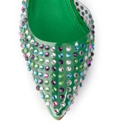 AZALEA WANG LOVE YOU SO EMBELLISHED FEATHER TRIM PVC PUMP IN GREEN -AZALEA WANG Shop azalea wang love you so embellished feather trim pvc pump in green green 5 5