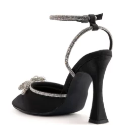 AZALEA WANG LOVER GIRL RHINESTONE BOW EMBELLISHED STILETTO PUMP IN BLACK -AZALEA WANG Shop azalea wang lover girl rhinestone bow embellished stiletto pump in black black 4 4