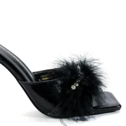 AZALEA WANG LULU FEATHER SLIP ON SANDAL IN BLACK -AZALEA WANG Shop azalea wang lulu feather slip on sandal in black black 5 5