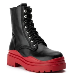 AZALEA WANG LUST LACE UP FLATFORM BOOTIE IN RED -AZALEA WANG Shop azalea wang lust lace up flatform bootie in red red 3 3