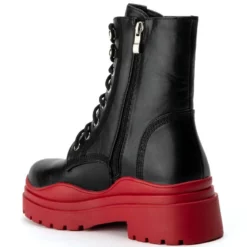 AZALEA WANG LUST LACE UP FLATFORM BOOTIE IN RED -AZALEA WANG Shop azalea wang lust lace up flatform bootie in red red 4 4