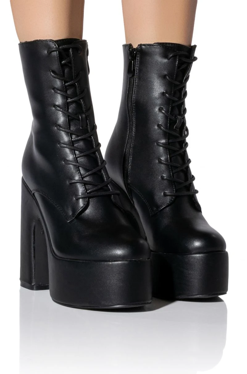 AZALEA WANG MAKE IT HAPPEN PU CHUNKY HEEL PLATFORM BOOTIE IN BLACK 3 AZALEA WANG MAKE IT HAPPEN PU CHUNKY HEEL PLATFORM BOOTIE IN BLACK