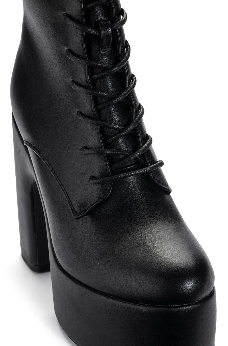 AZALEA WANG MAKE IT HAPPEN PU CHUNKY HEEL PLATFORM BOOTIE IN BLACK 7 AZALEA WANG MAKE IT HAPPEN PU CHUNKY HEEL PLATFORM BOOTIE IN BLACK - Image 5