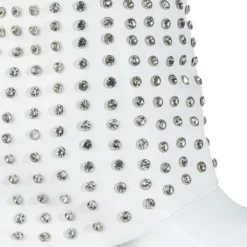 AZALEA WANG MARINA RHINESTONE STUDDED FOLD OVER WEDGE BOOTIE IN WHITE -AZALEA WANG Shop azalea wang marina rhinestone studded fold over wedge bootie in white white 5 5