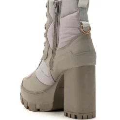 AZALEA WANG MARSALA LACE UP CHUNKY BOOTIE IN SAGE -AZALEA WANG Shop azalea wang marsala lace up chunky bootie in sage sage 4 4