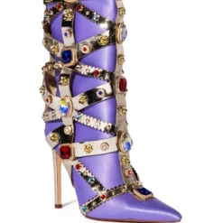 AZALEA WANG MARTINEZ EMBELLISHED BOOTIE IN PURPLE -AZALEA WANG Shop azalea wang martinez embellished bootie in purple purple 3 3