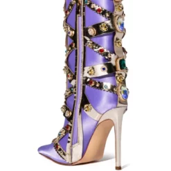 AZALEA WANG MARTINEZ EMBELLISHED BOOTIE IN PURPLE -AZALEA WANG Shop azalea wang martinez embellished bootie in purple purple 4 4