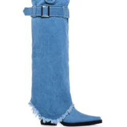 AZALEA WANG MATTY 2 IN 1 BOOT IN DENIM -AZALEA WANG Shop azalea wang matty 2 in 1 boot in denim denim 4 4