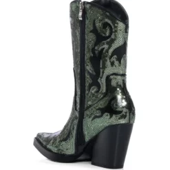 AZALEA WANG MERRIL SEQUIN WESTERN BOOTIE IN BLACK -AZALEA WANG Shop azalea wang merril sequin western bootie in black black 4 4