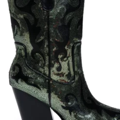 AZALEA WANG MERRIL SEQUIN WESTERN BOOTIE IN BLACK -AZALEA WANG Shop azalea wang merril sequin western bootie in black black 5 5