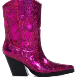 AZALEA WANG MERRIL SEQUIN WESTERN BOOTIE IN FUCHSIA -AZALEA WANG Shop azalea wang merril sequin western bootie in fuchsia fuchsia 2 2