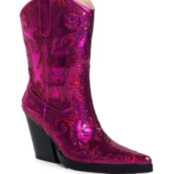 AZALEA WANG MERRIL SEQUIN WESTERN BOOTIE IN FUCHSIA -AZALEA WANG Shop azalea wang merril sequin western bootie in fuchsia fuchsia 3 3