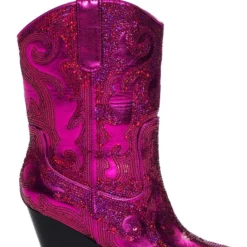 AZALEA WANG MERRIL SEQUIN WESTERN BOOTIE IN FUCHSIA -AZALEA WANG Shop azalea wang merril sequin western bootie in fuchsia fuchsia 5 5