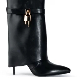 AZALEA WANG MINE FOLD OVER STILETTO BOOTIE IN BLACK -AZALEA WANG Shop azalea wang mine fold over stiletto bootie in black black 2 2