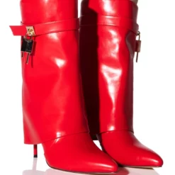 AZALEA WANG MINE FOLD OVER STILETTO BOOTIE IN RED -AZALEA WANG Shop azalea wang mine fold over stiletto bootie in red red 1 1