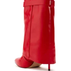 AZALEA WANG MINE FOLD OVER STILETTO BOOTIE IN RED -AZALEA WANG Shop azalea wang mine fold over stiletto bootie in red red 4 4