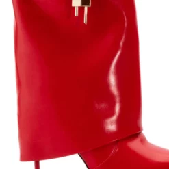 AZALEA WANG MINE FOLD OVER STILETTO BOOTIE IN RED -AZALEA WANG Shop azalea wang mine fold over stiletto bootie in red red 5 5