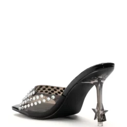 AZALEA WANG MINNIE STAR HEEL EMBELLISHED MULE IN BLACK -AZALEA WANG Shop azalea wang minnie star heel embellished mule in black black 4 4