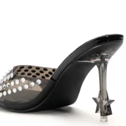 AZALEA WANG MINNIE STAR HEEL EMBELLISHED MULE IN BLACK -AZALEA WANG Shop azalea wang minnie star heel embellished mule in black black 5 5