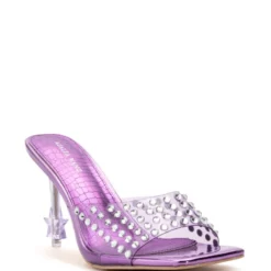 AZALEA WANG MINNIE STAR HEEL EMBELLISHED MULE IN PURPLE -AZALEA WANG Shop azalea wang minnie star heel embellished mule in purple purple 3 3