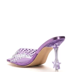 AZALEA WANG MINNIE STAR HEEL EMBELLISHED MULE IN PURPLE -AZALEA WANG Shop azalea wang minnie star heel embellished mule in purple purple 4 4