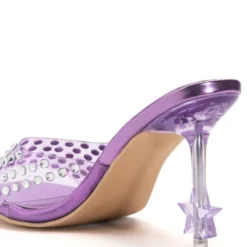 AZALEA WANG MINNIE STAR HEEL EMBELLISHED MULE IN PURPLE -AZALEA WANG Shop azalea wang minnie star heel embellished mule in purple purple 5 5