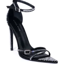 AZALEA WANG MIRIN EMBELLISHED CHUNKY STRAP SANDAL IN BLACK -AZALEA WANG Shop azalea wang mirin embellished chunky strap sandal in black black 3 3