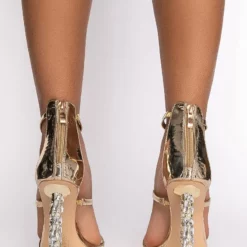 AZALEA WANG MIRROR MIRROR STILETTO SANDAL IN GOLD -AZALEA WANG Shop azalea wang mirror mirror stiletto sandal in gold gold 4 4