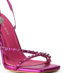 AZALEA WANG MISSY STILETTO METALLIC SANDAL IN FUCHSIA -AZALEA WANG Shop azalea wang missy stiletto metallic sandal in fuchsia fuchsia 5 5