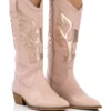 AZALEA WANG GENUINE LEATHER MOCO NUDE WESTERN BOOT -AZALEA WANG Shop azalea wang moco nude western boot brown 1 1