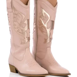 AZALEA WANG GENUINE LEATHER MOCO NUDE WESTERN BOOT