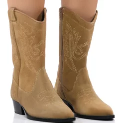 AZALEA WANG GENUINE LEATHER MOCO TAN WESTERN BOOT
