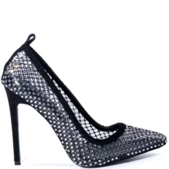 AZALEA WANG MOST FAMOUS MESH EMBELLISHED PUMP IN BLACK