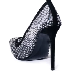 AZALEA WANG MOST FAMOUS MESH EMBELLISHED PUMP IN BLACK -AZALEA WANG Shop azalea wang most famous mesh embellished pump in black black 4 4