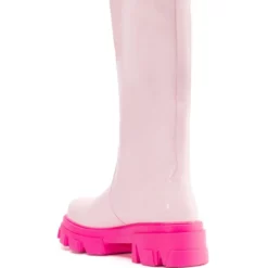 AZALEA WANG MY ALL FAUX LEATHER BOOT IN PINK -AZALEA WANG Shop azalea wang my all faux leather boot in pink pink 4 4