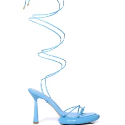 AZALEA WANG MY POWER STRAPPY SANDAL IN BLUE -AZALEA WANG Shop azalea wang my power strappy sandal in blue blue 3 3 c1