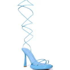 AZALEA WANG MY POWER STRAPPY SANDAL IN BLUE -AZALEA WANG Shop azalea wang my power strappy sandal in blue blue 4 4 c1