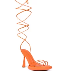 AZALEA WANG MY POWER STRAPPY SANDAL IN ORANGE -AZALEA WANG Shop azalea wang my power strappy sandal in orange orange 4 4 c1