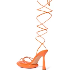 AZALEA WANG MY POWER STRAPPY SANDAL IN ORANGE -AZALEA WANG Shop azalea wang my power strappy sandal in orange orange 5 5 c1