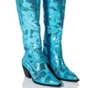 AZALEA WANG MY SWEETHEART SEQUIN EMBELLISHED BOOT IN BLUE -AZALEA WANG Shop azalea wang my sweetheart sequin embellished boot in blue blue 1 1