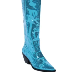 AZALEA WANG MY SWEETHEART SEQUIN EMBELLISHED BOOT IN BLUE -AZALEA WANG Shop azalea wang my sweetheart sequin embellished boot in blue blue 3 3 c1