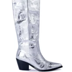 AZALEA WANG MY SWEETHEART SEQUIN EMBELLISHED BOOT IN SILVER -AZALEA WANG Shop azalea wang my sweetheart sequin embellished boot in silver silver 2 2